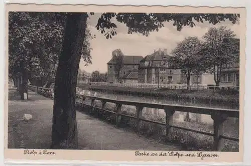 24325 Ak Stolp in Pommern Partie an der Stolpe und Lyzeum um 1940