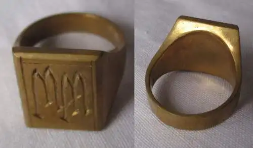 Eleganter Messing Ring Siegelring Monogramm MM (168822)