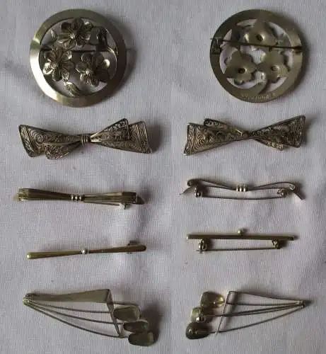 5 elegante Silber Broschen teils Handarbeit (168785)