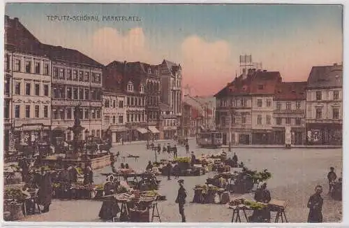 16869 Ak Teplitz-Schönau, Teplice, Böhmen, Marktplatz um 1917