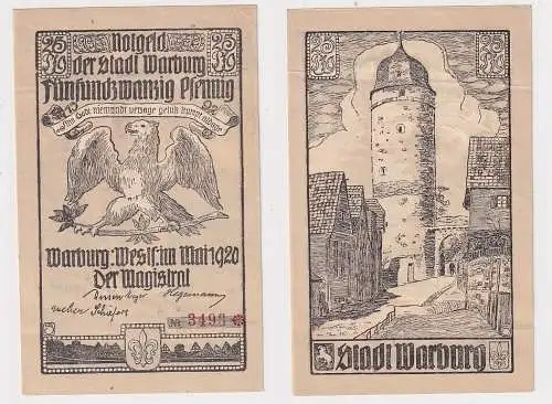 25 Pfennig Banknote Notgeld Stadt Warburg Mai 1920 (135763)