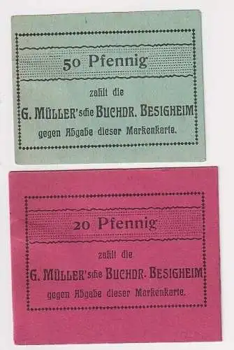 20 & 50 Pfennig Banknoten Notgeld G.Müller`sche Buchdr. Besigheim (144595)