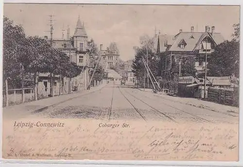 05624 Ak Leipzig Connewitz Coburger Strasse mit Bahnübergang 1905