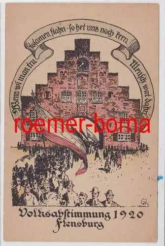 85904 Künstler Ak Flensburg Volksabstimmung 1920