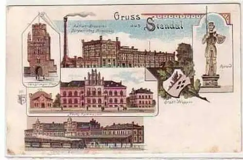 38844 Ak Lithographie Gruss aus Stendal 1900