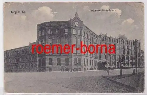 82200 Ak Burg bei Magdeburg Tack´sche Schuhfabrik um 1920