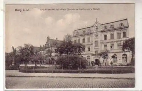 48902 Ak Burg b. Magdeburg Am Kaiser-Wilhelmplatz 1917