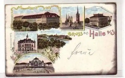 48117 Ak Lithographie Gruß aus Halle a.d.S. 1898