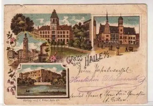 48142 Ak Lithographie Gruß aus Halle an der Saale 1901