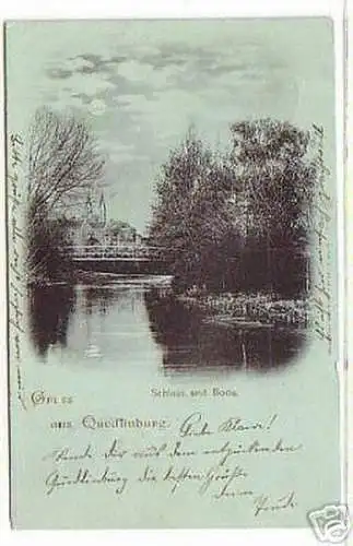 08709 Mondscheinkarte Gruß aus Quedlinburg 1898