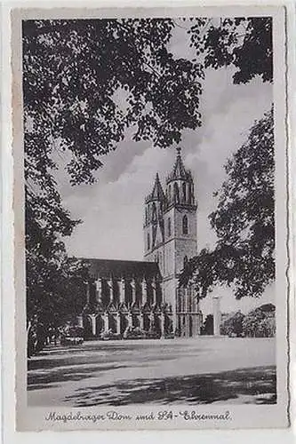 63633 Ak Magdeburg Dom und Ehrenmal um 1940