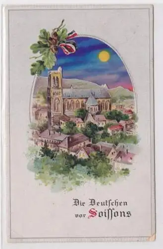 68962 Halt gegen das Licht Ak Die deutsches vor Soissons 1917