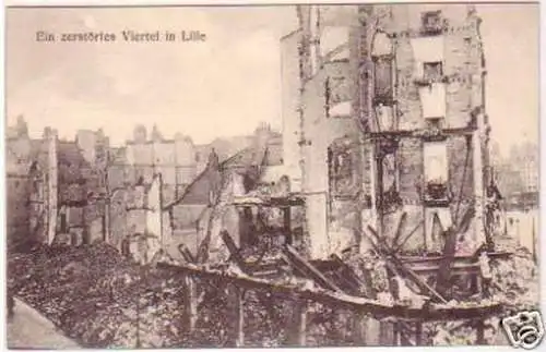 17454 Ak ein zerstörtes Viertel in Lille um 1916