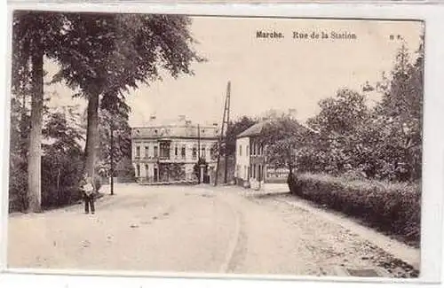 45228 Feldpost Ak Marche Rue de la Station Belgien 1915