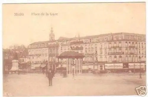 19052 Ak Mons Belgien Place de la Gare um 1915