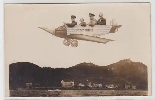 71158 Fotomontage Ak Flugzeug Drachenfels 1935