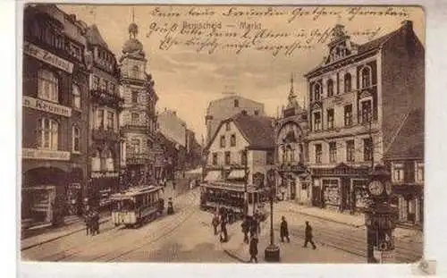 48931 Ak Remscheid Markt mit Straßenbahnen 1914