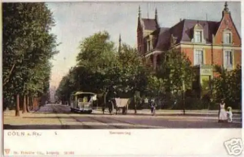 08795 Ak Köln am Rhein Sachsenring mit Straßenbahn 1900