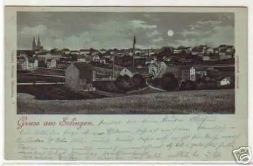 08809 Mondscheinkarte Gruß aus Solingen 1899