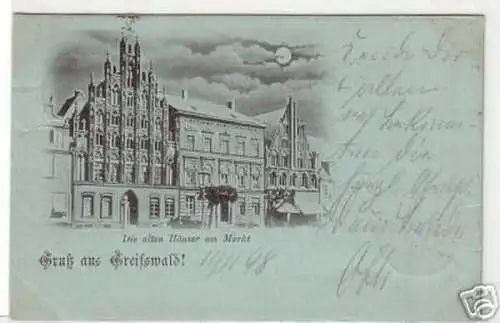 03701 Mondscheinkarte Gruss aus Greifswald 1898