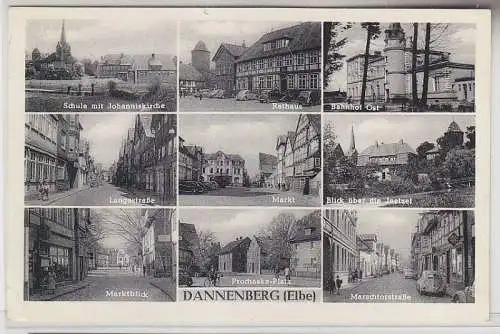 68470 Mehrbild Ak Dannenberg (Elbe) Bahnhof, Schule, Langestraße usw. 1957