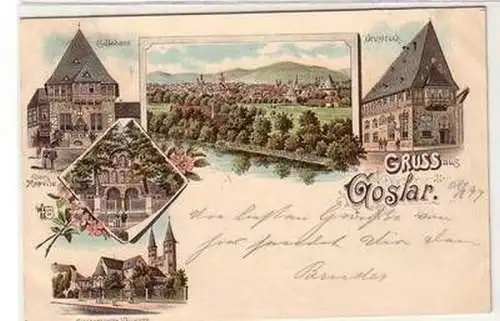 57285 Ak Lithographie Gruß aus Goslar 1897