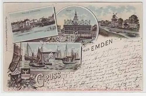 50873 Ak Lithographie Gruß aus Emden 1897