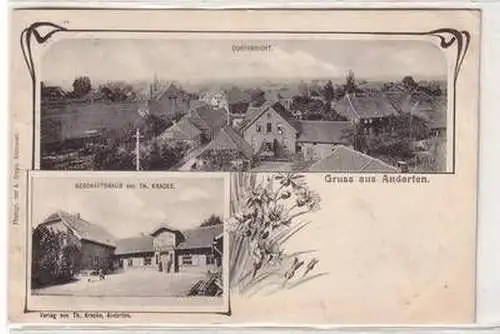 32548 Ak Gruß aus Anderten Dorfansicht, Geschäftshaus von Th. Kracke 1915