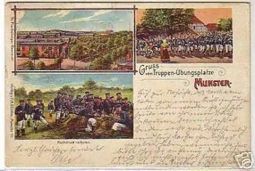 08718 Ak Gruß vom Truppen-Übungsplatz Munster 1906