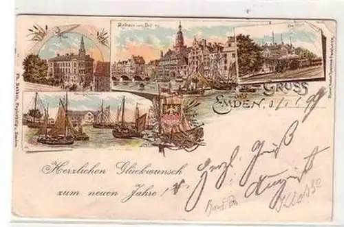 50588 Ak Lithographie Gruß aus Emden 1899