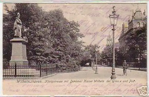 06247 Ak Wilhelmshaven Königstrasse mit Denkmal 1906