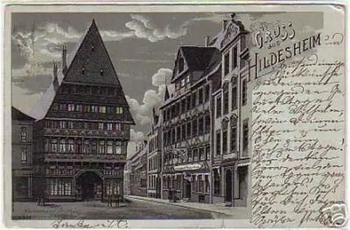 07804 Mondscheinkarte Gruß aus Hildesheim 1899