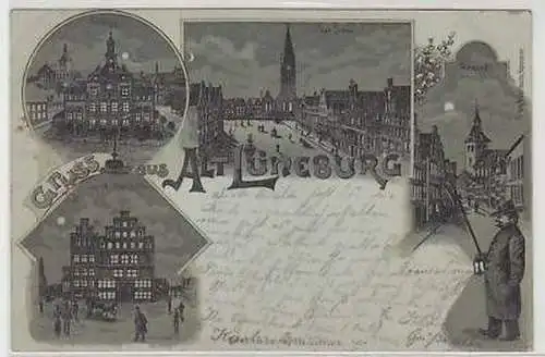 26958 Mondscheinkarte Gruß aus Alt-Lüneburg 1900