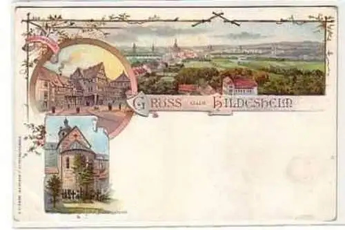 40077 Ak Lithographie Gruss aus Hildesheim um 1900