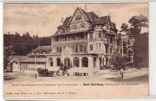 21102 Ak Bad Sachsa Hotel Schützenhaus mit Parkhaus und Lindenhaus um 1910