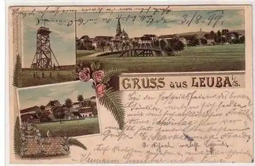 56537 Ak Lithographie Gruss aus Leuba in Sachsen 1899