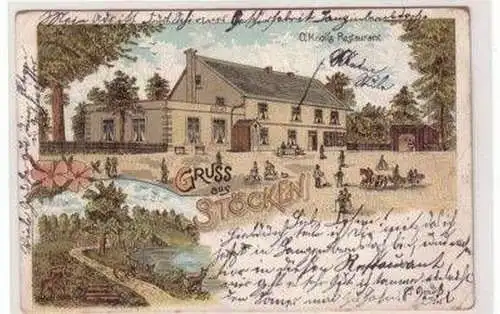 50079 Ak Lithografie Gruss aus Stöcken Gasthof 1907