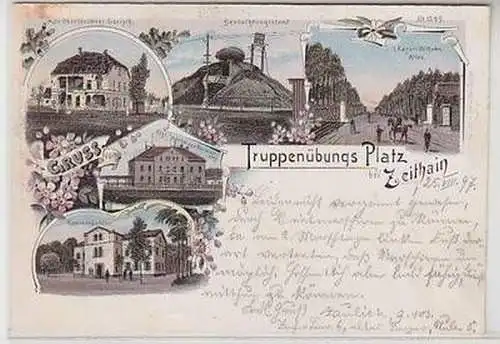 58352 Ak Lithografie Truppenübungsplatz bei Zeithain 1897