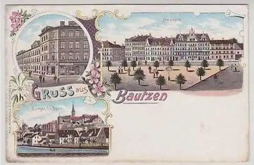 42858 Ak Lithographie Gruss aus Bautzen um 1900