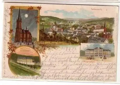 53783 Ak Lithographie Gruß aus Aue im Erzgebirge 1899