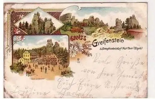 50503 Ak Lithographie Gruß vom Greifenstein bei Ehrenfriedersdorf 1901