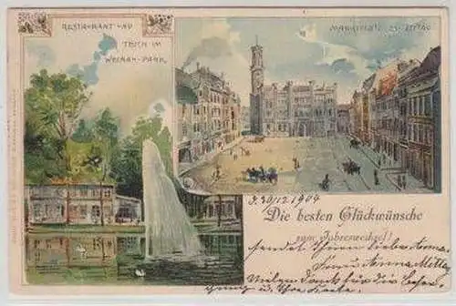 46135 Ak Lithographie Zittau Marktplatz Restaurant 1904