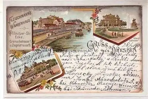 52932 Ak Lithographie Gruss aus Dresden Warenhaus usw. 1903