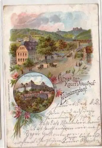 46658 Ak Lithographie Gruß aus Erdmannsdorf Gasthof 1899