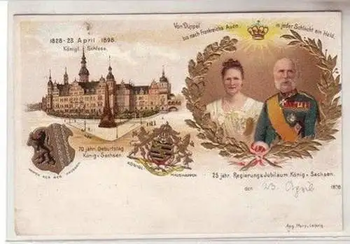 58798 Präge Ak Lithographie Dresden königliches Schloss 1898