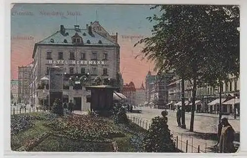 56262 Ak Chemnitz Neustädter Markt mit Hotel Herrmann 1916