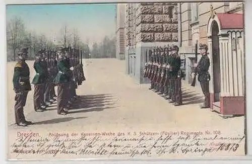 56269 Ak Dresden Ablösung der Kasernenwache des K.S. Schützenregiments Nr.108