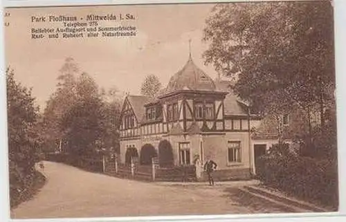 56969 Ak Mittweida in Sachsen Park Floßhaus 1914