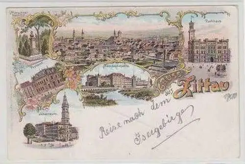 46134 Ak Lithographie Gruß aus Zittau um 1900