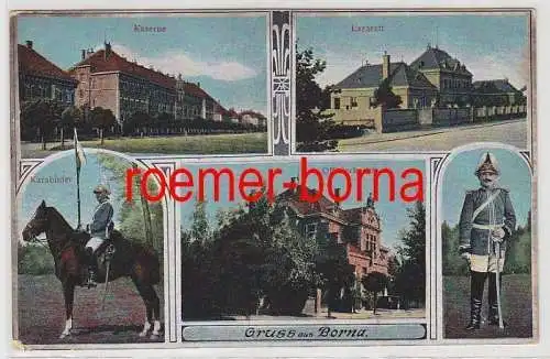 83842 Mehrbild Ak Gruss Borna Kaserne, Lazarett, Offizierkasino 1914